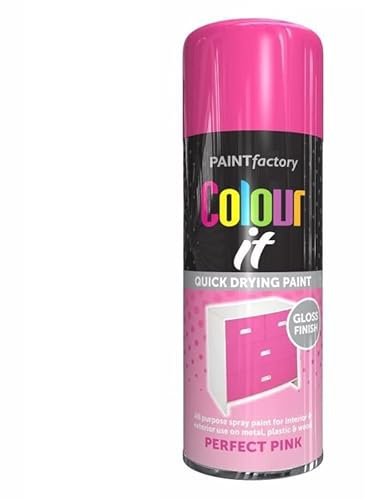 SuperGift.com 2x Pink Gloss All Purpose Aerosol Spray Paint 250ml Quick Drying Spray, Fast Dry and Excellent Coverage for Metal, Wood, Plastic and More by Diva Gift