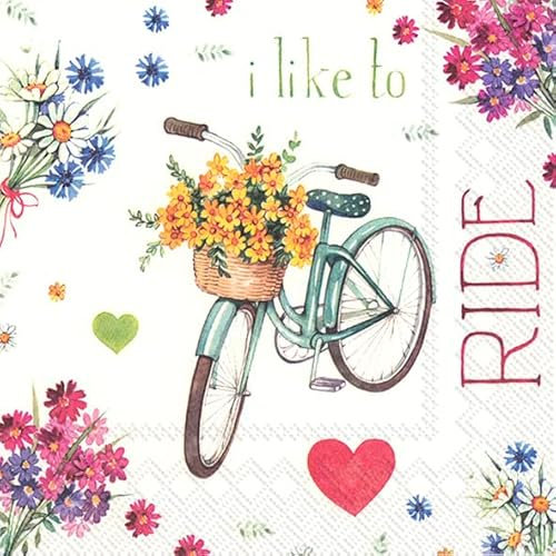 20 Servietten Liebe zum Fahrrad | Frühling | Sommer | Tischdeko | Decoupage | Serviettentechnik 33x33cm