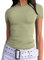 OYIGELZ Women's Basic T-Shirt Short Sleeve Crop Top Y2K Slim Fit Tops Casual Tee Shirts Streetwear(Light Green #1,S)