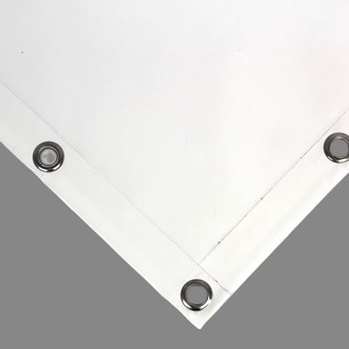 wasserdichte Plane mit Ösen für den Außenbereich aus PVC 650 gr/m², Zeltplane mit Ösen alle 50 cm und verstärktem Saum, wasserdichte Plastikplane gegen Wind, Regen, Schimmel (5 X 2,5 m Weiss)