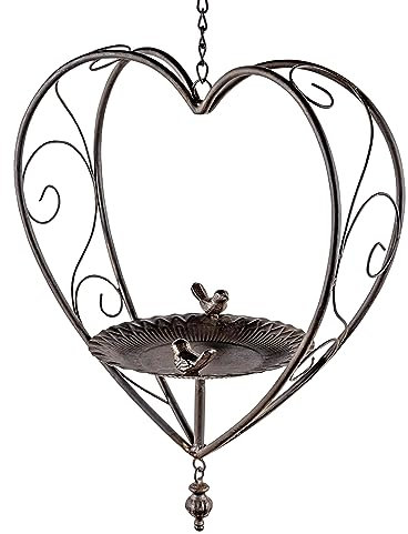 formano Vogeltränke in Herzform hängend aus Metall Vogelbad Vogelfutter Teller Garten