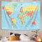 VeiVian Wandteppich mit Weltkarte, Asien, Europa, Südstadt, Topografie, Amerika, Afrika, Japan, Poster, Bildung, Kinder, Studenten, Weltkarte, Wandteppich für Schlafzimmer, Wohnzimmer, Heimbüro, 203 x