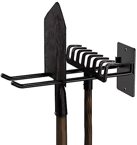 VWPEYY Supporto da Parete per Pala - Appendiabiti per Attrezzi da Garage in Acciaio Nero | Organizer per Attrezzi da Giardinaggio, Contiene Pale, Zappe da Giardino, Scope, Tubi e Altro