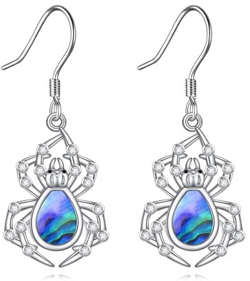 Spinne Ohrringe 925 Sterling Silber Spinne Ohrhänger Schmuck Geschenke Für Damen Mädchen (Abalone Muschel Spinnen Ohrringe)