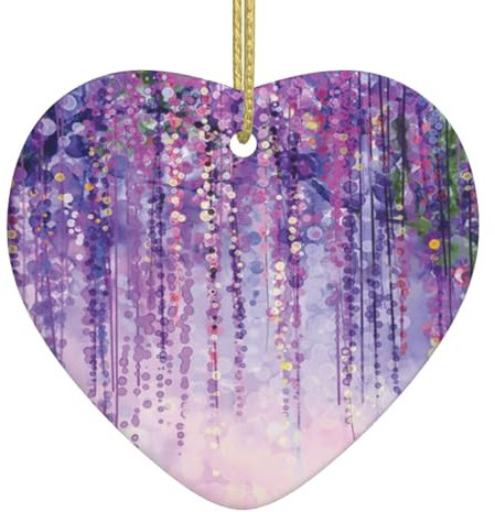 LAMAME Floral Efeu Blüten Baum gedruckt Weihnachtsbaum Hängende Keramik Dekoration Liebe Herz Anhänger