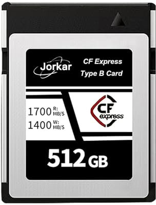 Jorkar CFexpress Type B Cameras Memory Card 512GB for Nikon Z6/Z7/Z9/D6/D5/D850/D500,for Canon EOS-1DX/C300/C500/R5 R5C R3,for Panaso GH6/S1/S1R/S1K, DJI Ronin 4D,Up to 1700MB/s 8K 4K