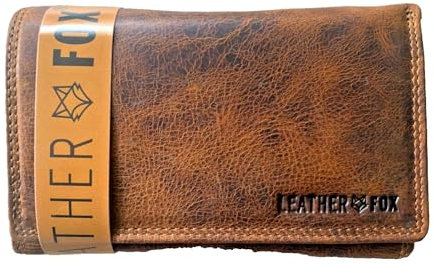 Leather Fox Damen Geldbörse mit Geschenkbox, Büffelleder, Frauen Portemonnaie,CS2008