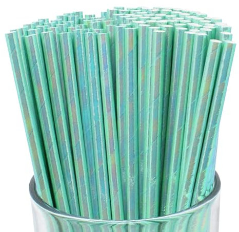 FSSTUD 100 Stück schillernde Papier-Trinkhalme, Cocktail-Party-Trinkhalme, Hochzeit, Brautparty, Saft, Shake-Trinkhalme, Kuchenaufsatz, Stäbchen, Blau