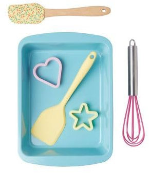 Lakeland Kids’ Cupcake 5 Piece Baking Set – Includes Traybake 2 Cookie Cutters Spatula Turner Whisk