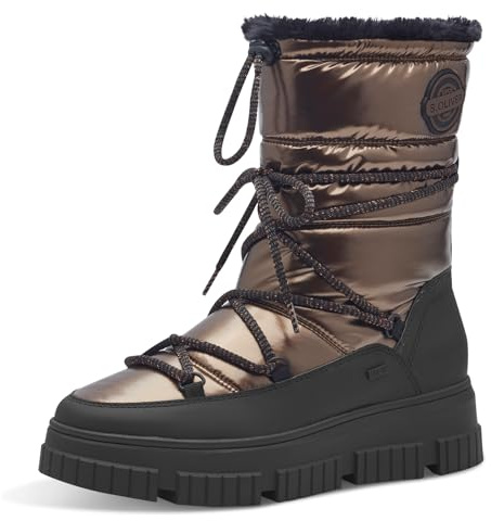 s.Oliver Damen Stiefeletten zum Schnüren Wasserabweisend Vegan, Metallisch (Bronce), 38 EU