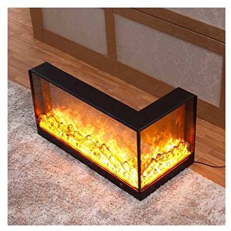 WAOCEO Caminetto Elettrico Decorativo Angolare con Focolare a Ceppo di Fiamma Realistico e Telecomando, Camino Elettrico da Incasso, Design Moderno e Alta Qualità
