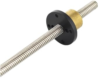 BORRGTU Tuerca de husillo de Bolas de Metal Tornillo T12, Longitud de 1100mm, Plomo, 4mm, Tornillo de husillo Trapezoidal, 1 Uds. con Tuerca de Cobre