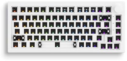 Akko 5075S Mechanical Keyboard Kit Gasket Mount 75% Wired Gaming DIY Kit Hot Swappable VIA Programmable Knob with South-Facing RGB Backlight for Win/Mac (US Layout, White)