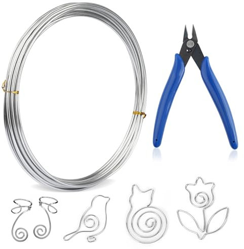 32Feet/10M Aluminium Craft Wire - Silver, 3mm Flexible for Openwork Jewellery, DIY Sculptures & Weaving