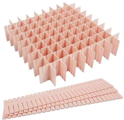 HOTUT Schubladenteiler, 16 Stück Schubladeneinteiler Rosa, Verstellbare Schubladen Organisers, Schubladentrenner, Kunststoff schubladeneinsatz, für Unterwäsche, Socken, Kosmetik, Schlafzimmer, Büro