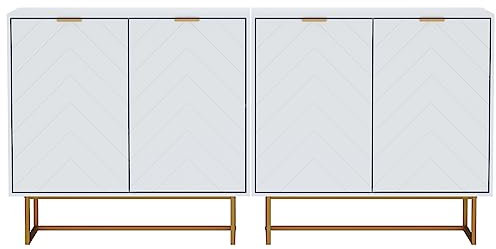 UEV Sideboard 2er Set, 160x40x77,5cm, Kommode mit 4 Türen und verstellbare Ablagen, Buffet, TV Board, Aufbewarhungsschrank, Kücheschrank, Mehrzweckschrank für Wohnzimmer Schlafzimmer(weiß)