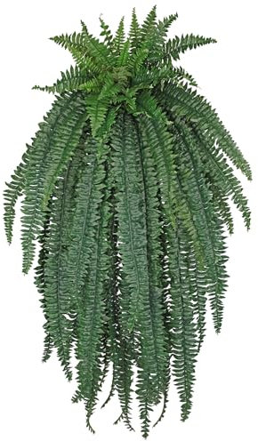 Hollyone 57'' Large Artificial Boston Fern Bouquet - Fake Bushes Faux Plants for Indoor & Outdoor - Extra Large Fern Plants for Porch, Windowsill, Hanging Basket, Farmhouse, Garden Decorations