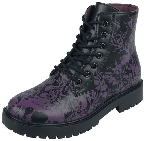 Black Premium by EMP Damen schwarze Boots mit Alloverprint