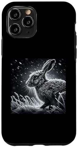 iPhone 11 Pro Black And White Hare In Snow - Winter Wildlife Art Shirt Case