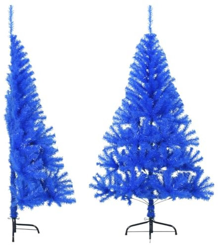 weihnachtsdeko künstlich,Weihnachtsbaum,Künstlicher Halb-Weihnachtsbaum mit Ständer Blau 150 cm PVCGeeignet für Patio, Schlafzimmer, Wohnzimmer, Weihnachten