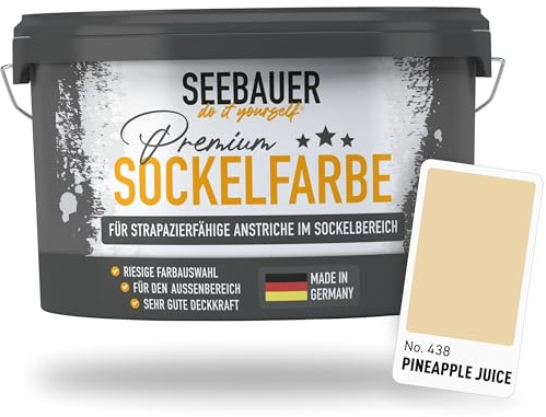 SEEBAUER diy Sockelfarbe Gelb 2,5L für Außen (No. 438 Pineapple Juice) Rissfüllende Spezialfarbe für Fassade, Sockel und Dach - Geeignet für Putz, Mauerwerk und Beton