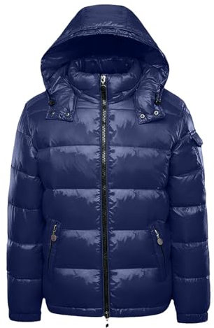 Generisch Daunenjacke Herren Warme Parka Mantel Mit Kapuze Winter Schnee Unten Jacken Metall Glänzende Winterdjacke Langarm Wintermantel Mit Reißverschluss