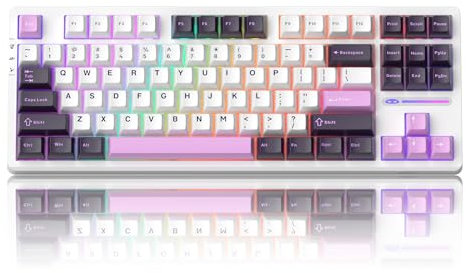 MageGee LIGHT87 Wired Creamy Keyboard, 80% Gasket Hot Swappable RGB Backlit Gaming Mechanical Keyboards with 6-Layer Sound Dampening,PBT Keycaps NKRO for Win/Mac, Purple