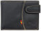 Hispapiel Cartera Hombre España. Billetera de Piel Negra Caballero. Tarjetero Monedero de Cuero con Bandera de España pequeña. Made in Spain (Horizontal)