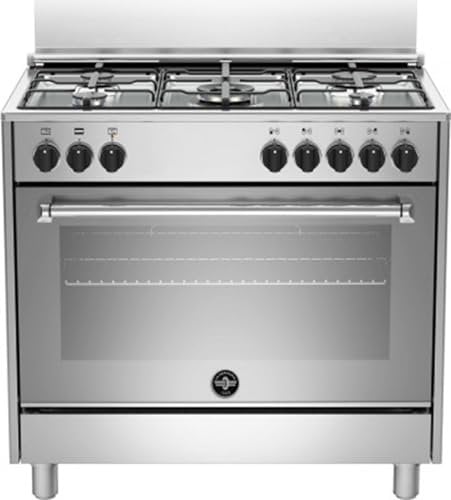 AMN965EXV - Cocina de gas con horno eléctrico, 5 fuegos, 90 x 60 cm, inoxidable