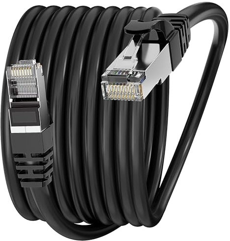 Soibke Cable Ethernet 12 metros, Cat 6 Alta Velocidad Cable de Red 12m FTP Blindado, Gigabit 23AWG Cable LAN Internet Exterior Interior Largo Cable RJ45 para PS5/4 Router Switch Módem