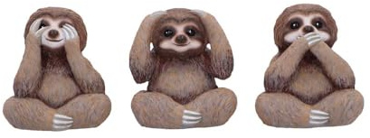 Nemesis Now Three Wise See No Evil Hear No Evil Speak No Evil Figurines, Adorable Hand-Painted Resin Collectibles and Gift - Sloths
