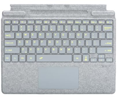 Seagtigau Type Cover for Microsoft Surface Pro 11 Pro 10 Pro 9 Pro 8 Pro X, 13 inch, Ultra-Slim Bluetooth Keyboard with Multi-Touchpad Mouse Rechargeable, 7-Color LED Backlit (Light Grey with Backlit)
