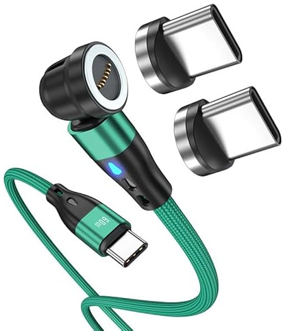 BITHAI 60W Magnet Ladekabel USB C 7PIN Flach Ladekabel Magntisch für Galaxy S23, 2Stück Type C Adapter, 1Stück Kabel (1m)