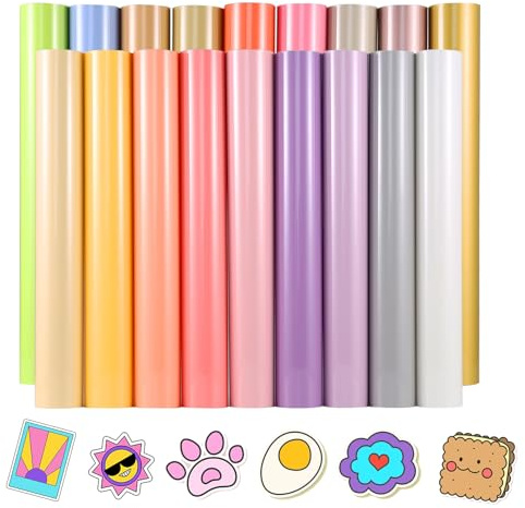 18 Pack Heat Transfer Vinyl Sheets - 30.5 x 25 cm Iron on Vinyl for Silhouette Cameo, HTV Vinyl Bundle for Shirt, Clothes, Hats, Pants, Other Fabric (Macarons)