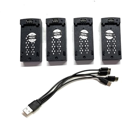 ZYJOZMD Kit de Batteries pour Drone 4DRC V49 RC, 4 pièces, 3,7 V 700 mAh, avec Chargeur USB en 1 (4D-V49)