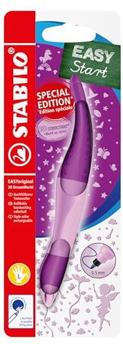 STABILO - Ergonomischer Tintenroller für Linkshänder - EASYoriginal | pink, 3D DreamWorld, löschbar blau, inkl. Patrone, Blister