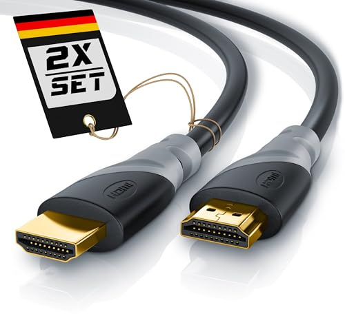 CSL - 7,5m 2er-Pack 4k HDMI Kabel 2.0-1m - 4K @ 60Hz - 18 Gbit/s - 3D - Ultra High Speed mit Ethernet - TV Blu-ray PS5 Xbox Series X Switch - schwarz - 7,5 Meter