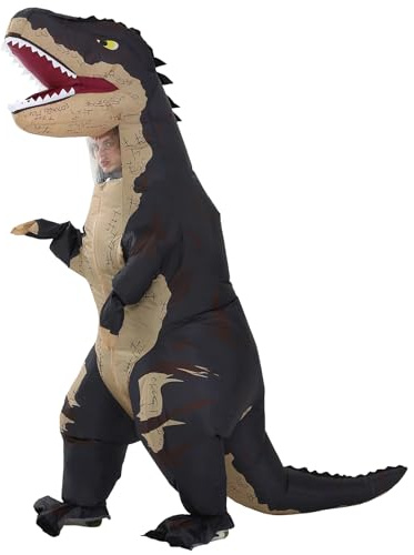 FUNFOCUS Disfraz de dinosaurio inflable para adultos, disfraz de dinosaurio de aire para hombre y mujer, divertido disfraz de carnaval para Halloween, Navidad, carnaval (negro 2)