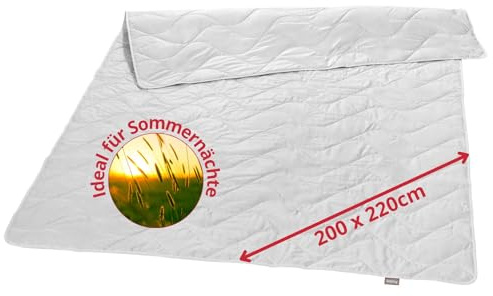 liebling Wildseide Sommerdecke 200x220 cm, leichte Wildseidendecke | Sommerbettdecke, Seidendecke 200 x 220 cm, Sommer Bettdecke, Seidenbettdecke, 100% Baumwolle, Made in EU, Waschbar