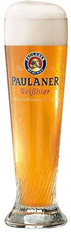 Bavariashop Paulaner Weizenglas 0,5 Liter, Weißbierglas mit Paulaner Logo
