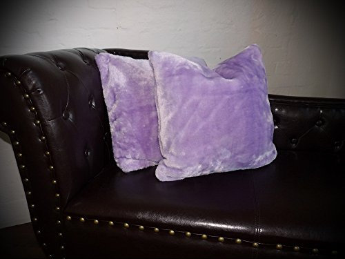Natur-Fell-Shop Kissen Kissenhülle Dekokissen Plüschkissen - passend zu unseren Kuscheldecken - Farbe und Größe zur Auswahl (40 x 40 cm, lila/Flieder)