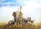 decomonkey Fototapete Afrika Tiere 250x175 cm XL Tapete Fototapeten Vlies Tapeten Vliestapete Wandtapete moderne Wandbild Wand Schlafzimmer Wohnzimmer Kinderzimmer Elefant Giraffe