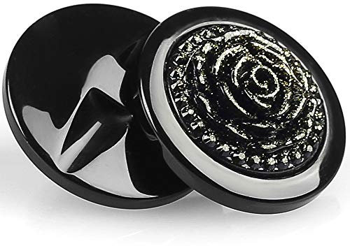 12 Stück Rosenblüten-Knöpfe mit breitem Schwanz zum Basteln, Stricken, Nähen, Schwarz, 30 mm