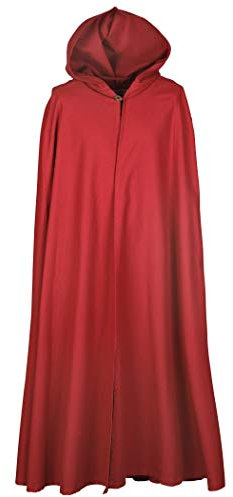 Battle-Merchant Mittelalter Umhang Burkhard mit Kapuze Damen Herren Kostüm Kleidung LARP Wikinger (Rot)
