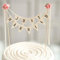 Wedding Cake Topper Vintage Rustic Just Married Wedding Cake Topper Cheese Bunting Handmade Bunting Flags with Wooden Pole Ivory (with Pink Rose) 1 Piece