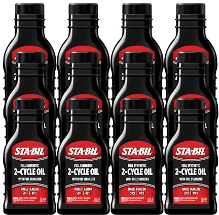 STA-BIL Full Synthetic 2-Cycle Oil - With Fuel Stabilizer For Up To 12 Months Protection - 1 Gallon Multi-Mix - 50:1/40:1 Mix Ratios - Low Smoke Formula, 2.6 fl. oz. (22403-12PK)