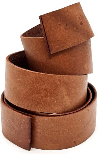 Esnado Cordon en cuir plat 1 m. Largeur/couleur : au choix, Cuir, Marron clair vieilli, Largeur : 20 mm