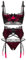 Lovehoney Lingerie Women's Black Boudoir Belle Cherry Quarter Cup Bra Set - With Suspender Belt & G String - Small: 6-8