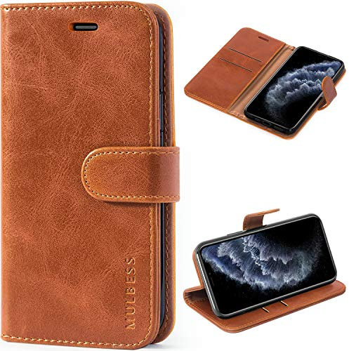 Mulbess Phone Case for iPhone 11 Pro - Flip Wallet Cover - Magnetic Protective Leather Case with Credit Card Slot - Brown