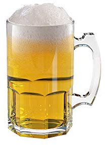 QG Jarra de cerveza de plástico acrílico transparente de 24 onzas con asa, juego de 4